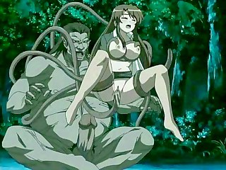 Hentai Porn : Monster with tentacles diddling babe